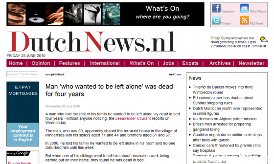 Non disturbatemi - trovato morto dopo 4 anni - DutchNews